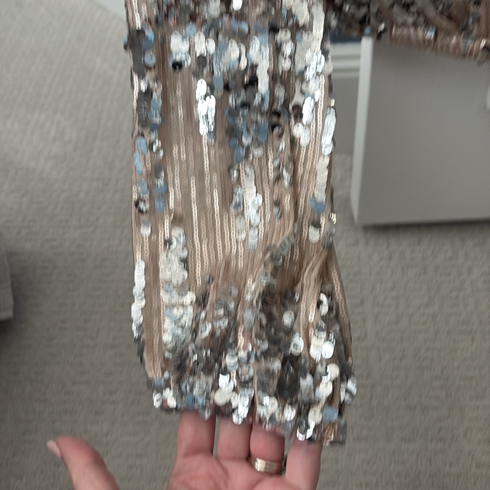ASTR The Label Primadonna Silver & Tan Sequin Top - Small, 4 - 6 - Picture 7 of 14